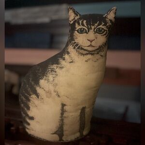 Vintage Antique Toy Works Stuffed Pillow Tabby Cat